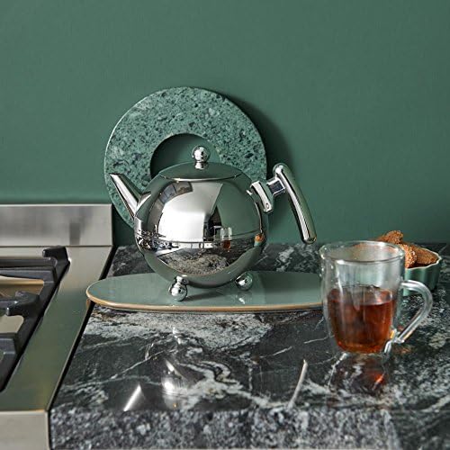 Bredemeijer bauchige runde doppelwandige Edelstahl Teekanne 1.2 Liter mit chromfarbenen Griff 1,2 l,