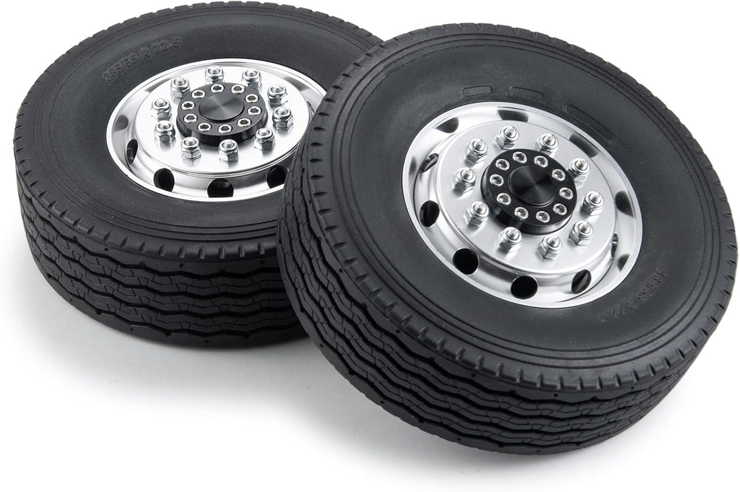 AXspeed 2 Stück Vorderrad Felgen & Reifen Set RC Räder für 1:14 Tamiya Traktor Truck Climbing Traile