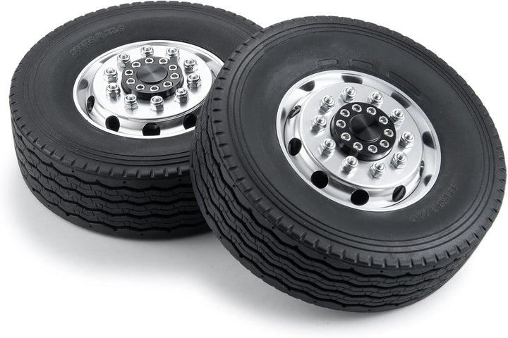 AXspeed 2 Stück Vorderrad Felgen & Reifen Set RC Räder für 1:14 Tamiya Traktor Truck Climbing Traile