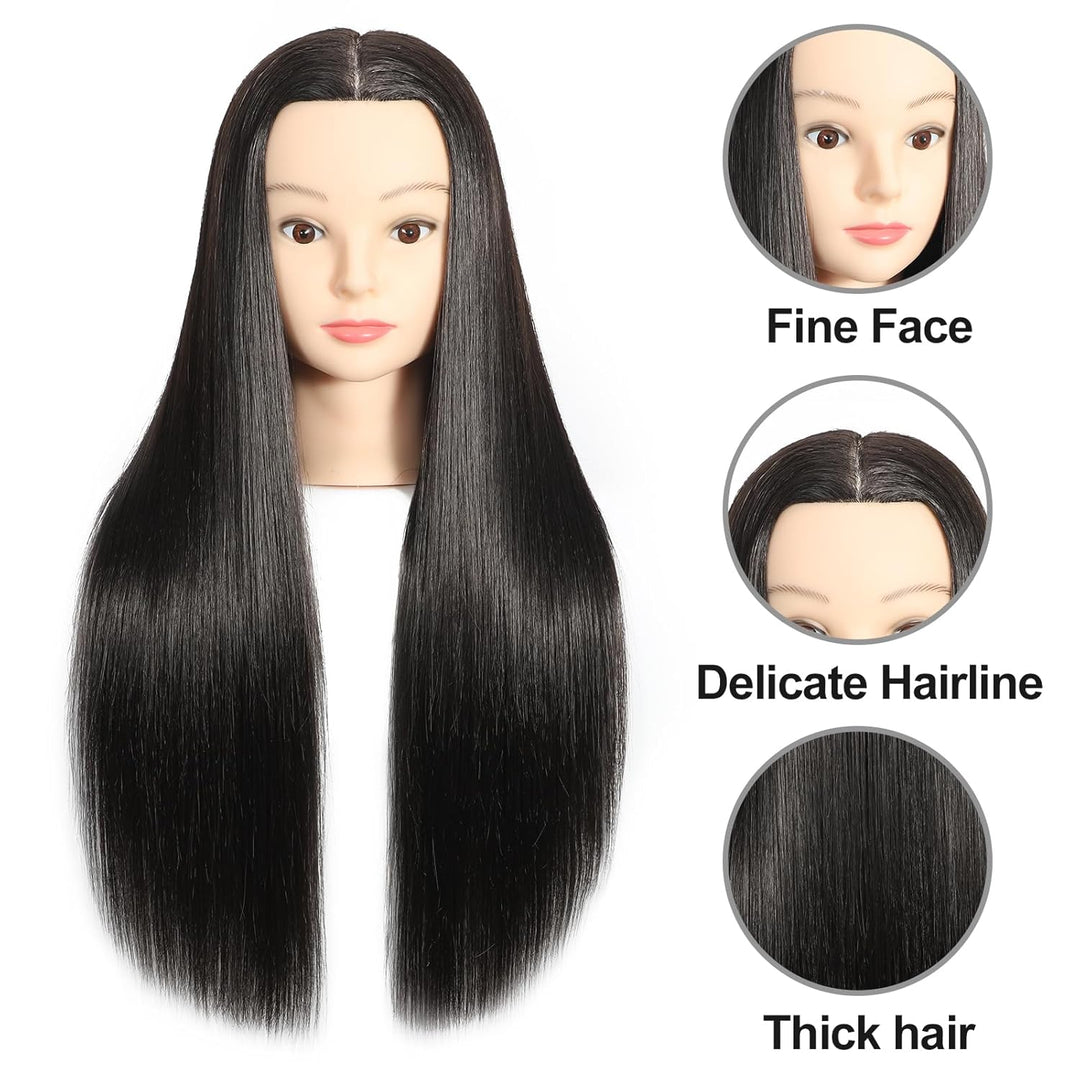 61 cm – 66 cm Übungskopf mit 30 % Echthaar, Mannequinkopf, Haarstyling, Kosmetologie, Puppenkopf, mi