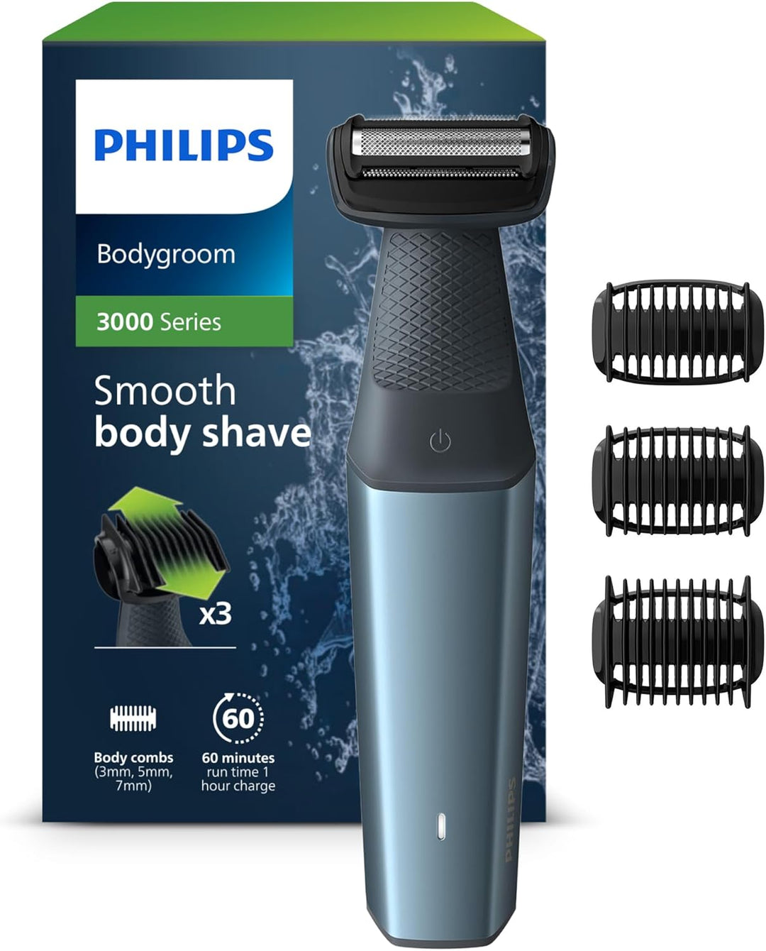 Philips Bodygroom Series 3000, wasserfester Trimmer für Intimbereich und Körper, gründliche und ange