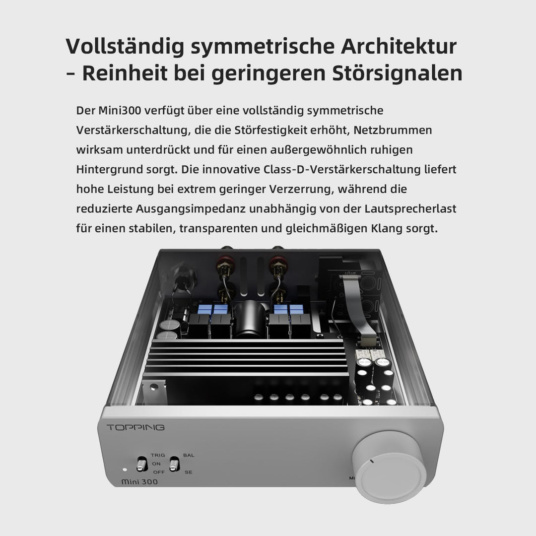 Topping Mini300 HiFi-Verstärker, Vollständig symmetrischer 140W Kompakt-Class-D Stereo-Verstärker, R