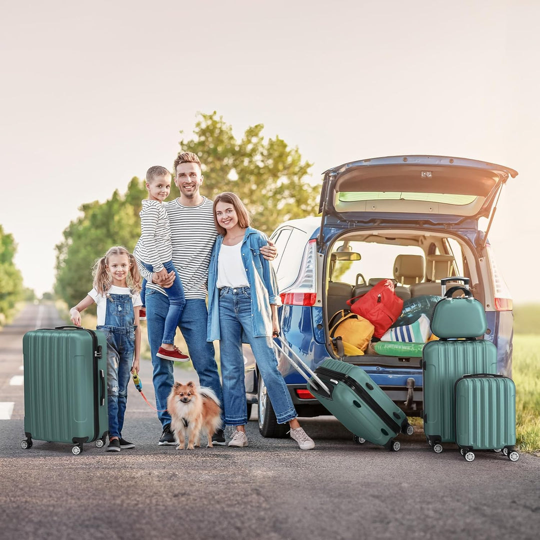 LALAHO Kofferset 5 teilig, Reisekoffer Set mit Kosmetikkoffer, Hartschalen Koffer Set aus ABS, Gepäc