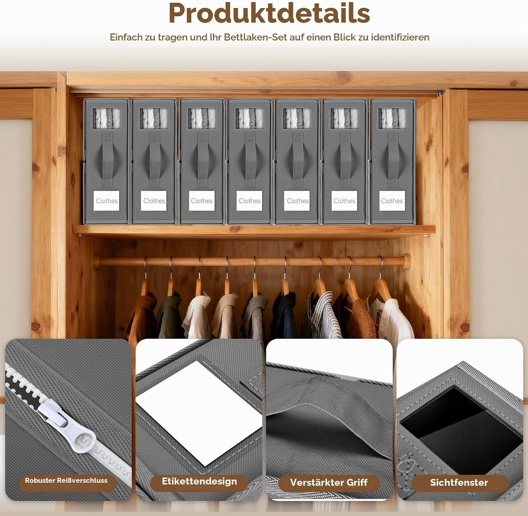 4 Stück Bettwäsche Organizer Mit Sichtfenster Und Etikett, Linen Bed Sheet Organiser Box, Faltbarer