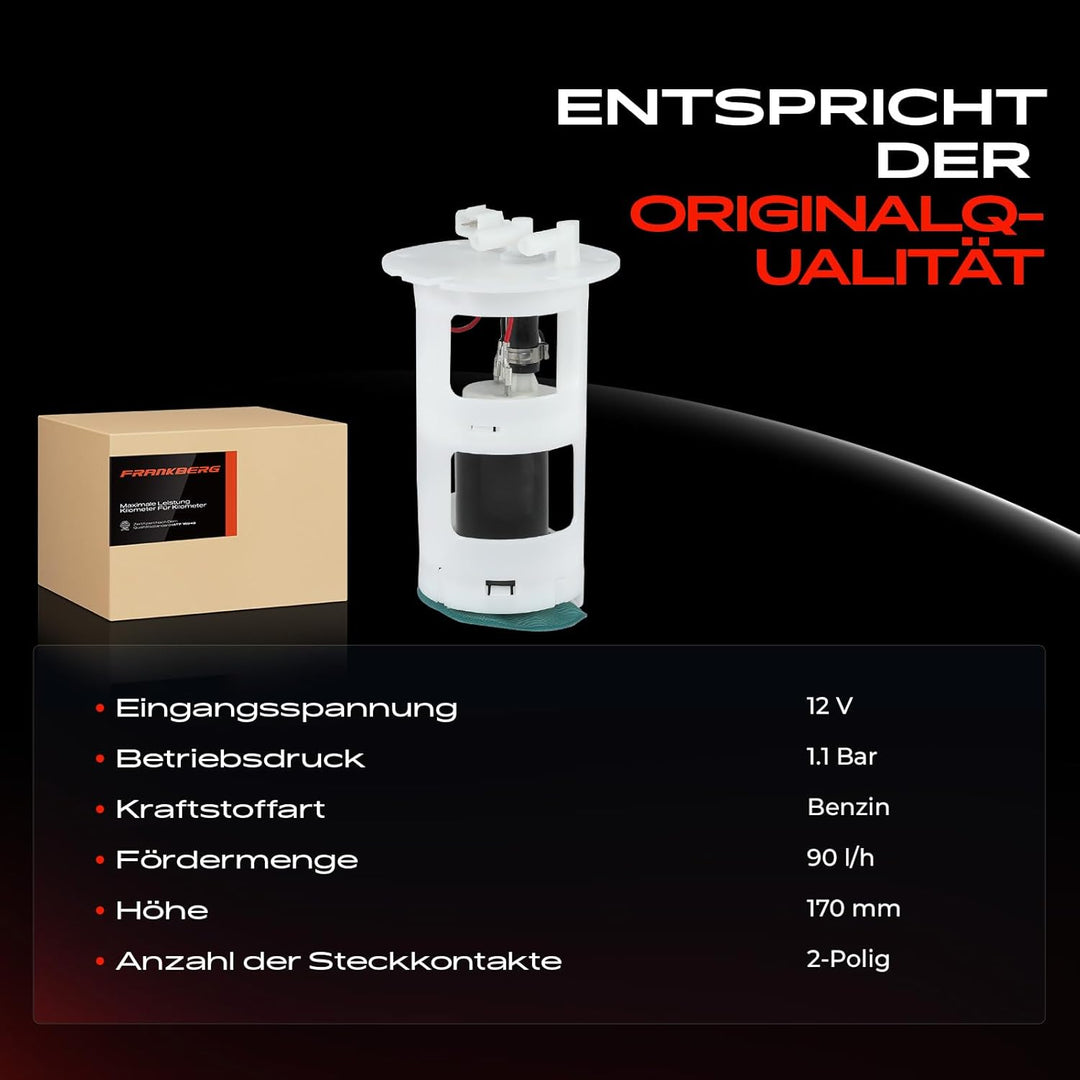 Frankberg Kraftstoffpumpe Benzinpumpe Kraftstoff-Fördereinheit Modul Satz ohne Drucksensor 2-Polig K