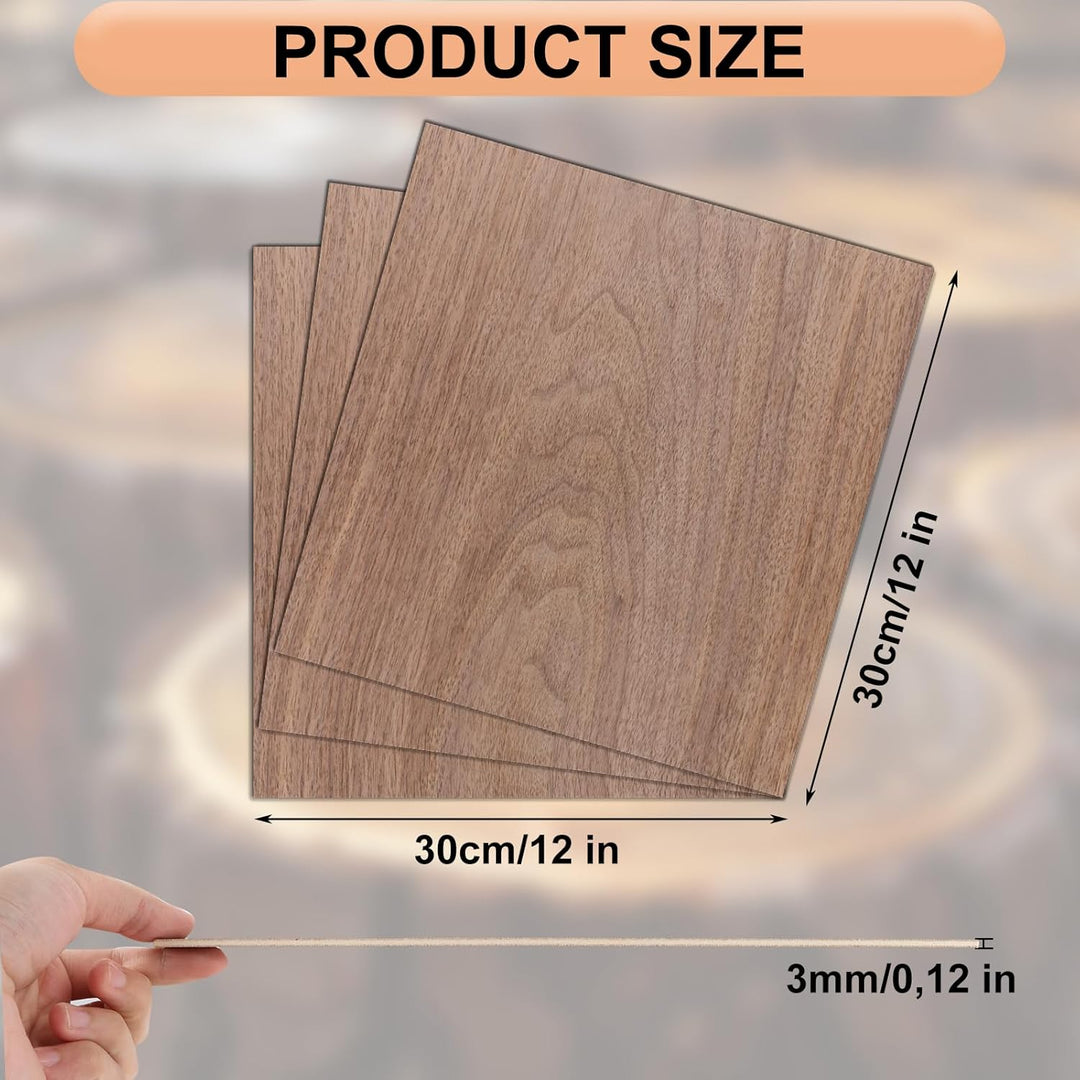 12 Stück Sperrholzplatte 3mm, Walnuss Sperrholz 3mm, 30 X 30 cm Unbehandeltes Nussbaum Holz, Lindenh
