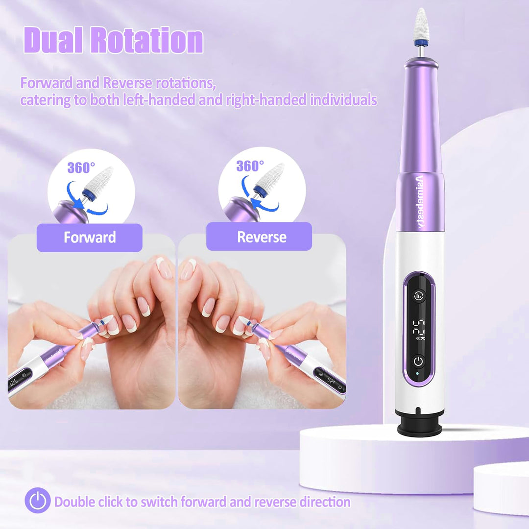 Elektrische Nagelfräser für Gelnägel, Nagelfeile Kabellos 12 in 1 Fräser für Gelnägel 25000 U/min, U