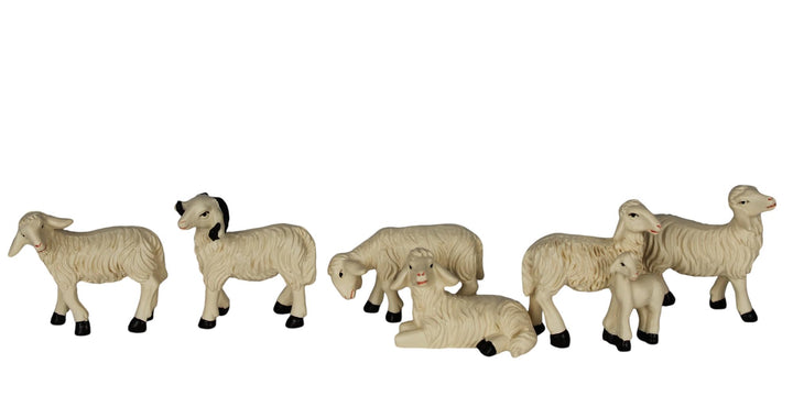 ZICOM Krippenzubehör Tiere Schafset ca. 4cm 6-TLG. Polyresin handbemalt