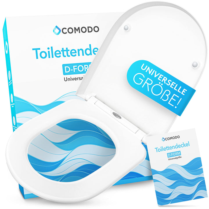 Comodo Toilettendeckel mit Absenkautomatik & Quick Release - Antibakterieller Klodeckel in D Form -