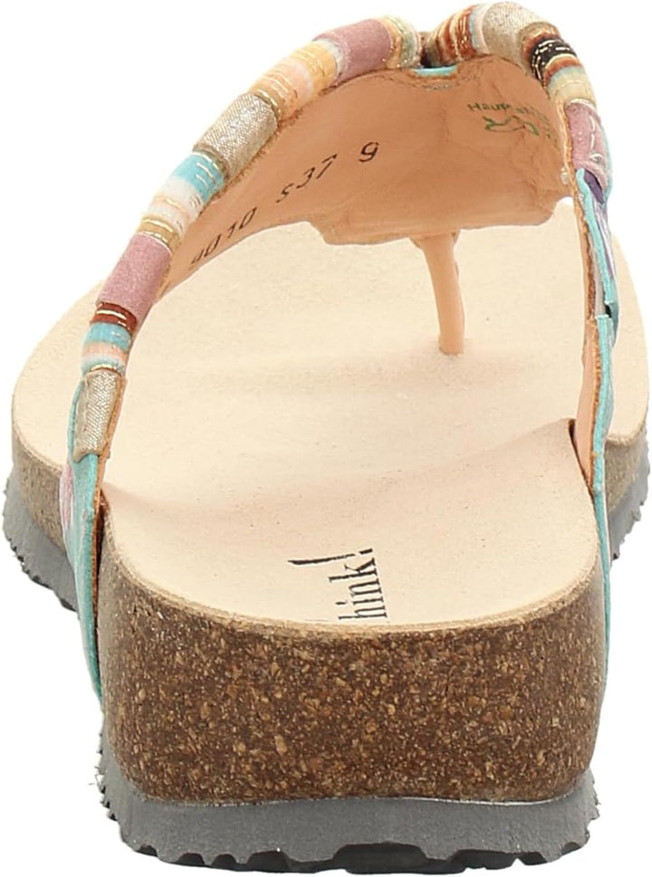 Think! Damen Julia Chromfrei Gegerbte Nachhaltige Zehentrenner 36 EU 9010 Pacific Kombi, 36 EU 9010