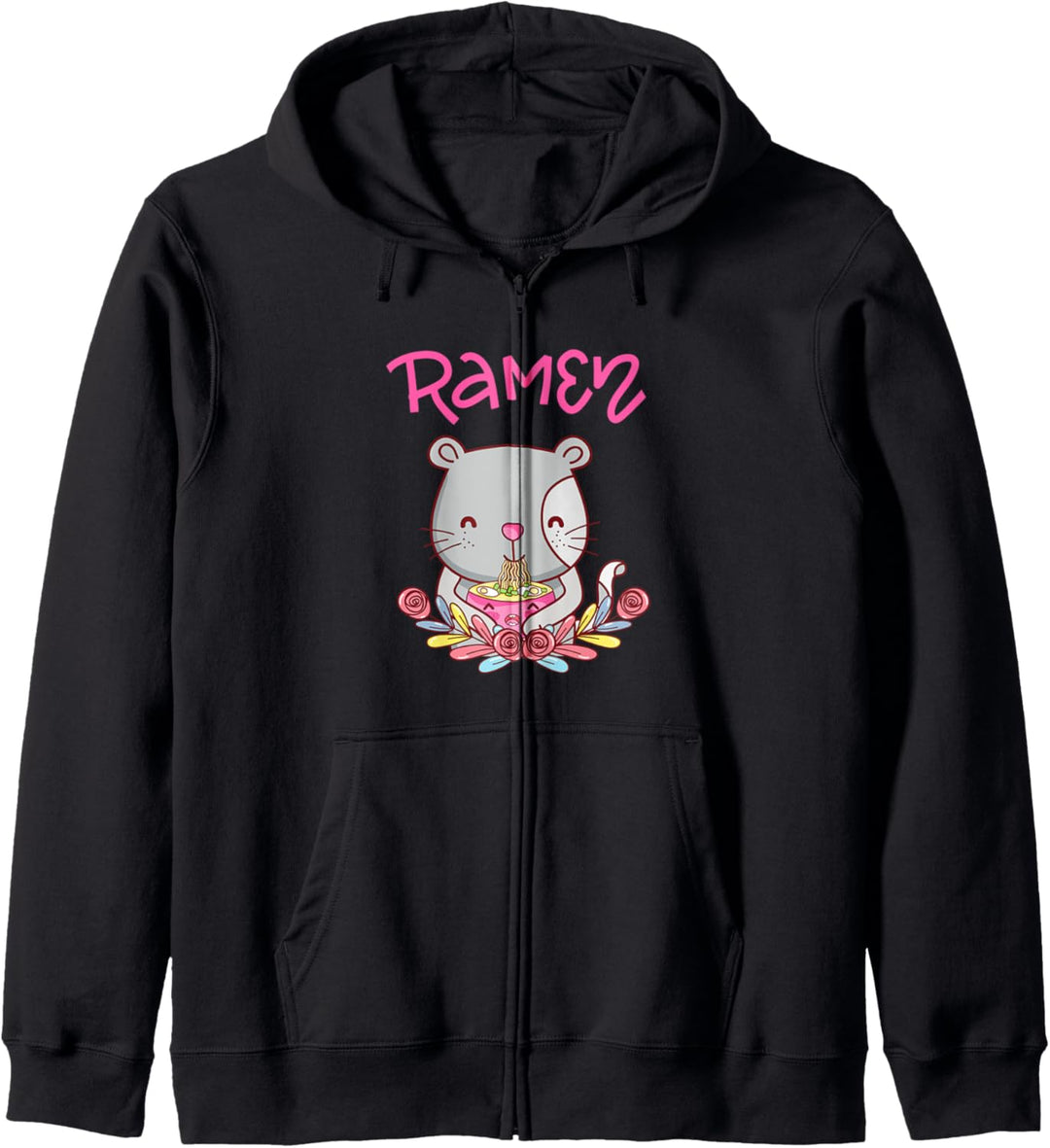 Kawaii Kitty Katze Essen Ramen Nudeln Kapuzenjacke