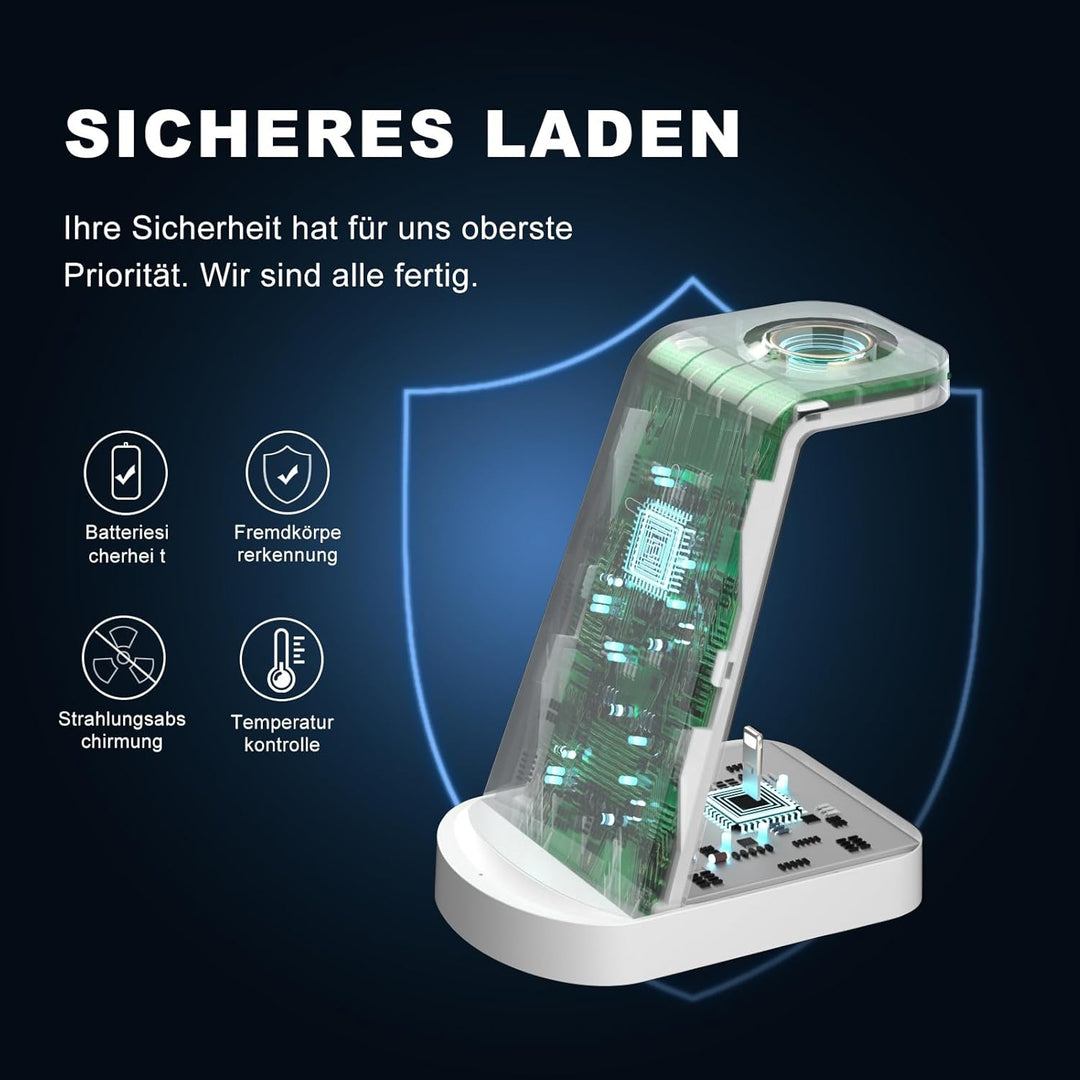Kabellose Ladestation,Wireless Charger 3 in 1 induktive Kabelloses Ladegerät Mit 18W Adapter,kompati