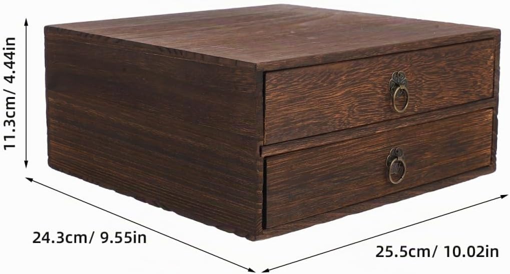 Vintage Holzschublade 10.04X9.57X4.45In Desktop Organizer Schubladenbox Massivholz Aufbewahrungsbox