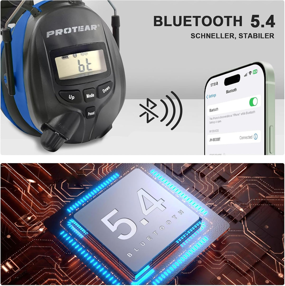 Gehörschutz mit Radio und Bluetooth, FM/AM-Digital-Radio, Sicherheits-Ohrenschützer für Arbeits,Mähe