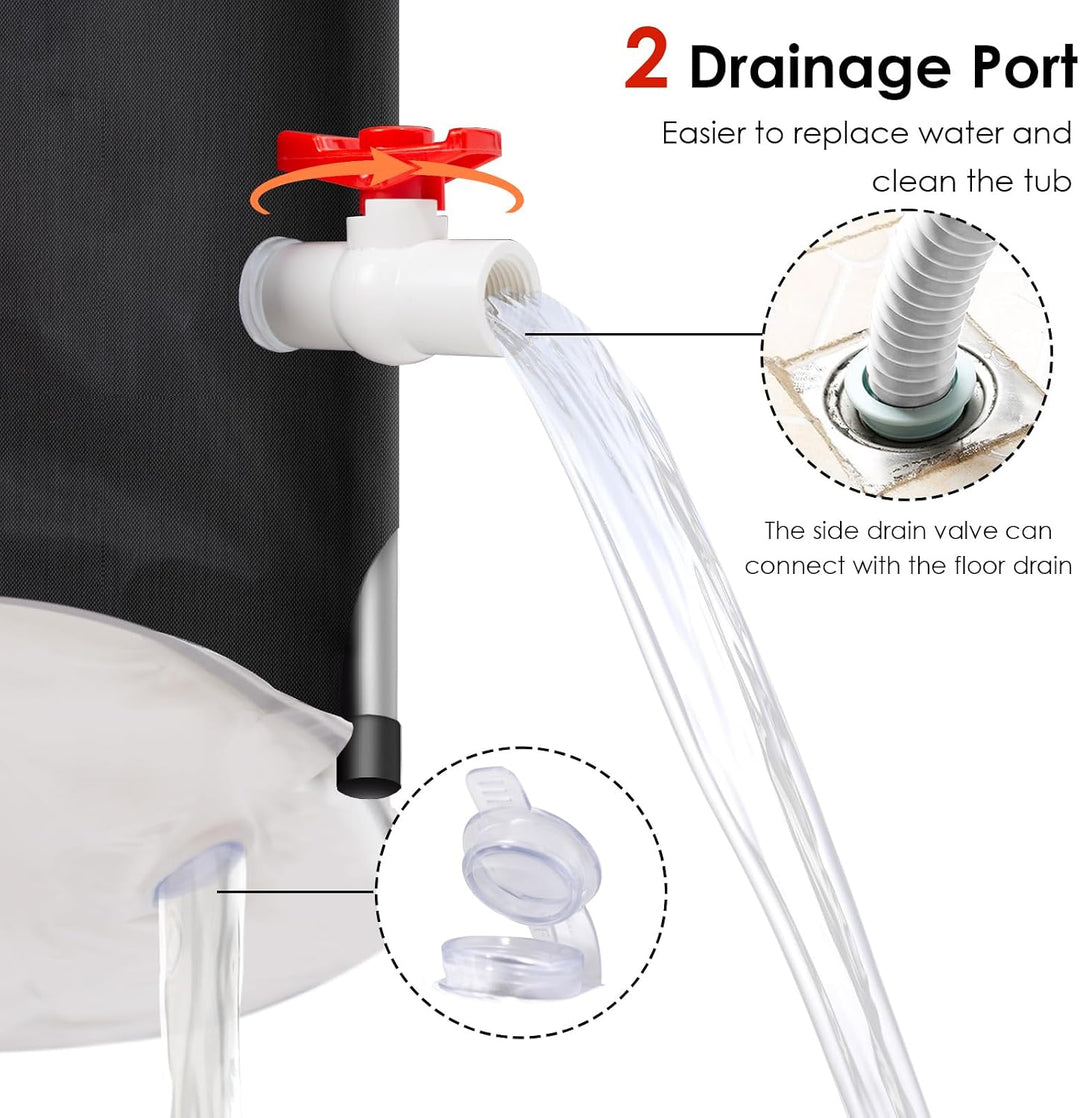 Todeco Faltbare Badewanne, Erwachsene Tragbarer Mobile Badewanne mit Verstärktem Metallbügel 120x55x