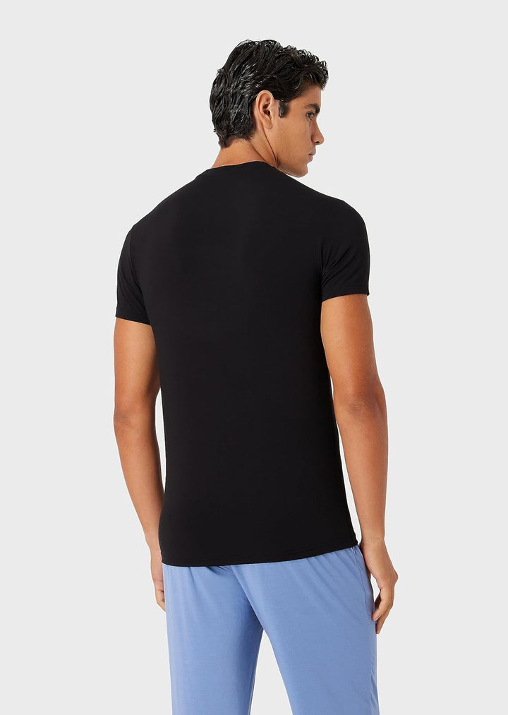 Emporio Armani Herren Men's Crew Neck Soft Modal T-Shirt L Schwarz, L Schwarz