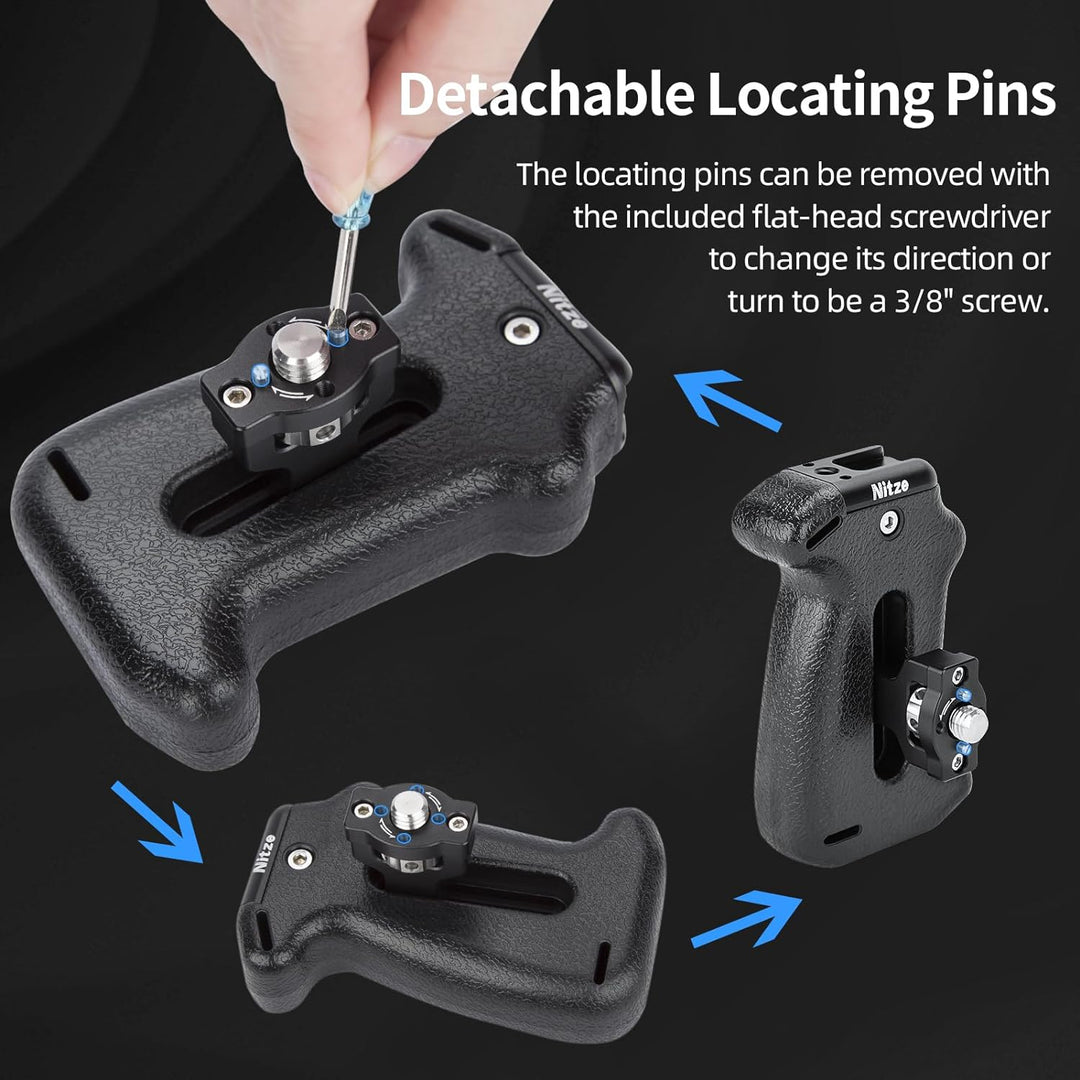Nitze ARRI Locating Side Handle with 3/8" ARRI Locating Pins for Camera Cage, Direction and Position