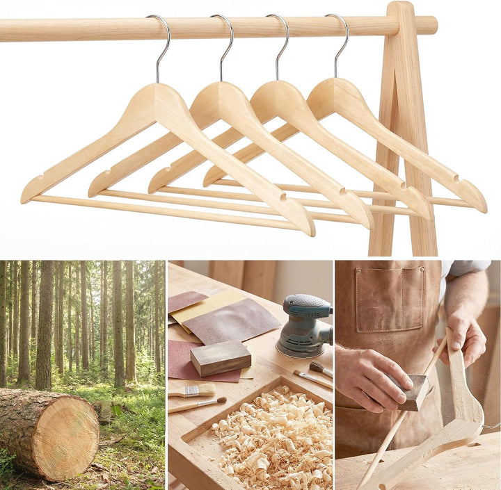 HOUSE DAY Kleiderbügel Holz 30er Set, Hochwertige Holz kleiderbügel Natur | Belastbare Garderobenbüg