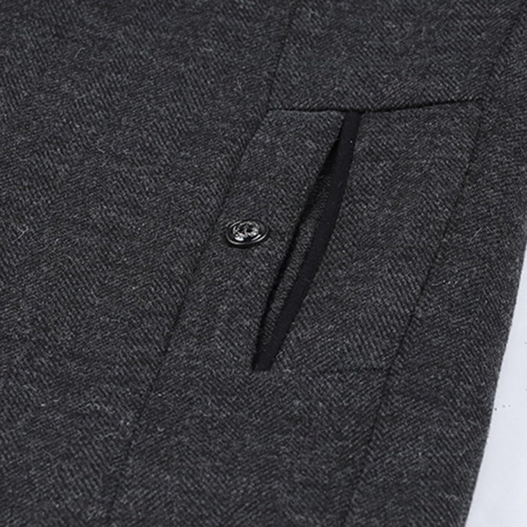 Allthemen Wintermantel Herren Kurzmantel Slim Fit Mantel mit Stehkragen Wolle Warm Wollmantel Busine