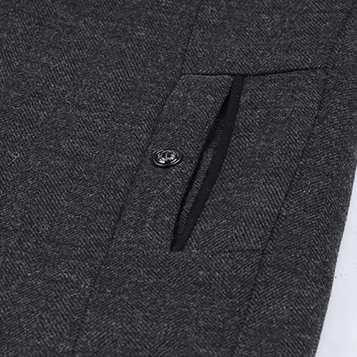 Allthemen Wintermantel Herren Kurzmantel Slim Fit Mantel mit Stehkragen Wolle Warm Wollmantel Busine