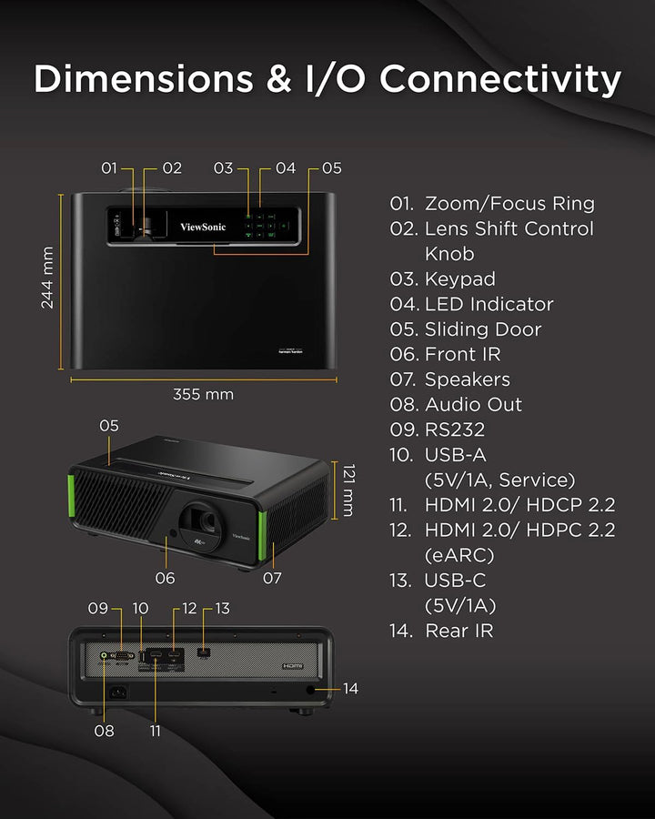 ViewSonic X1-4K Pro Echter 4K Beamer mit Google TV, 2500 ANSI Lumen, 240 Hz, HDR, 4.2 ms Eingabeverz