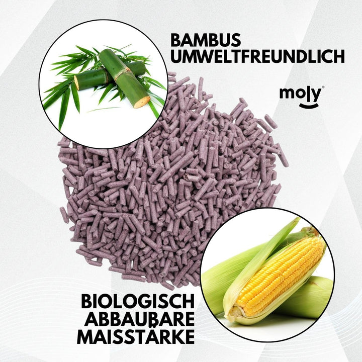 MOLY 2 x Tofu und Lavendel-Katzenstreu, 5,6 kg, 7,4 l, biologisch abbaubar und saugfähig, mit Lavend