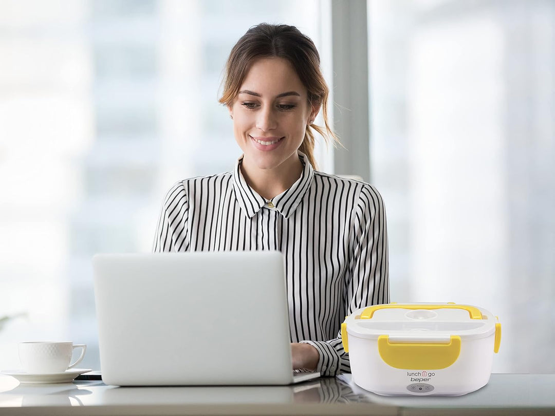 Beper Lunch & Go - Wärmende Lunchbox, tragbarer elektrischer Speisenwärmer, 2 herausnehmbare Behälte