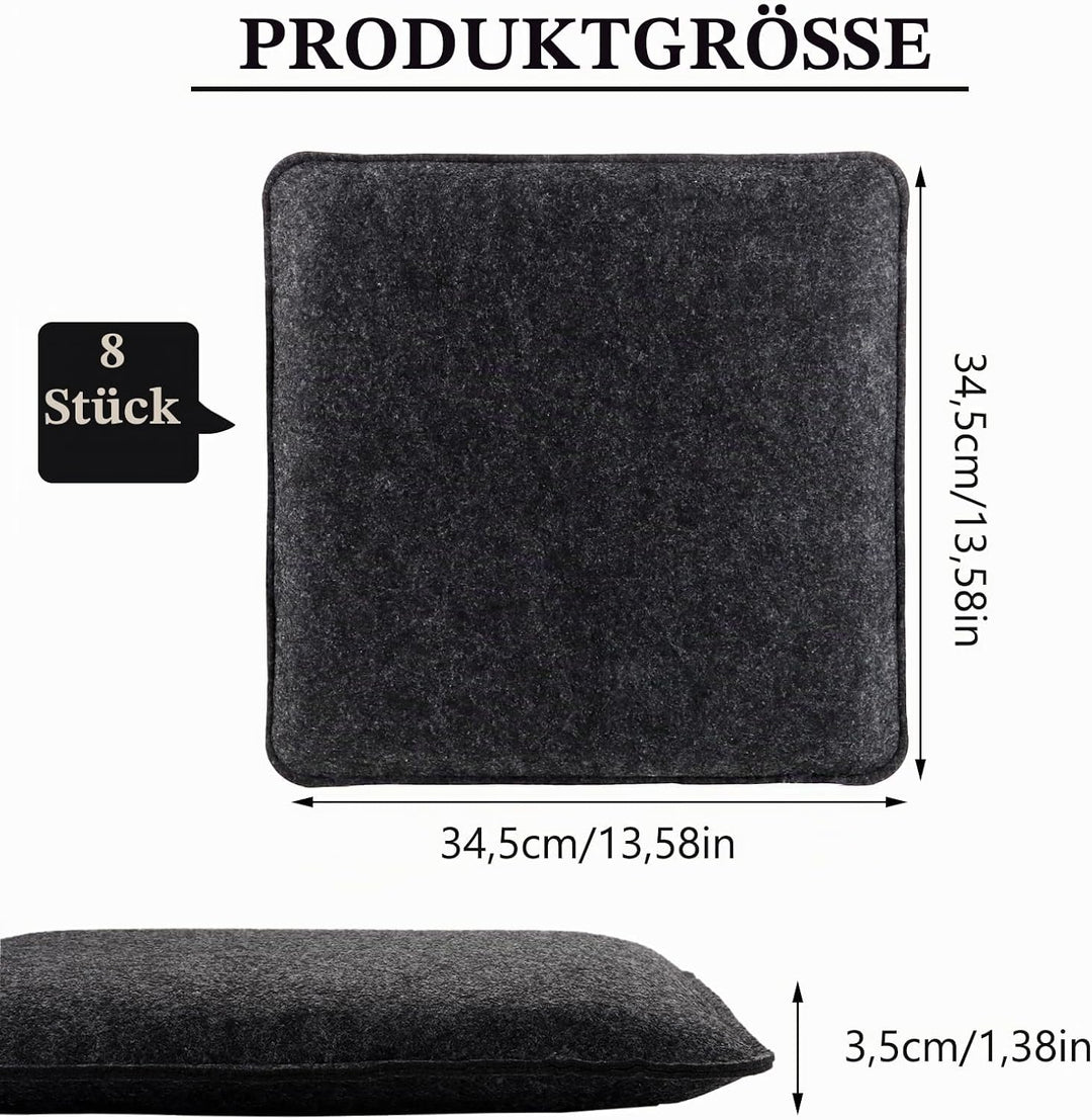YAYODS 8 Stück Sitzkissen Filz 35x35cm, Sitzpolster Stuhl Eckig, Stuhlkissen Bodenkissen Outdoor, St