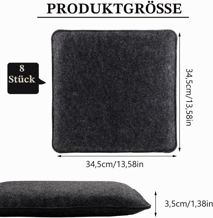 YAYODS 8 Stück Sitzkissen Filz 35x35cm, Sitzpolster Stuhl Eckig, Stuhlkissen Bodenkissen Outdoor, St