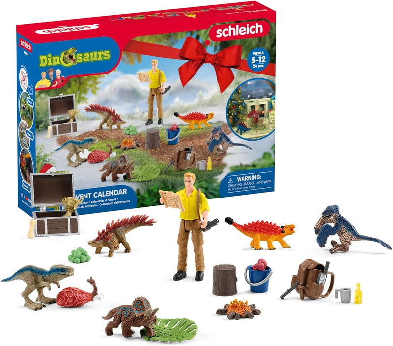 schleich 98984 Adventskalender 2023 DINOSAURS, ab 5 Jahren, DINOSAURS - Spielset, 24 Teile