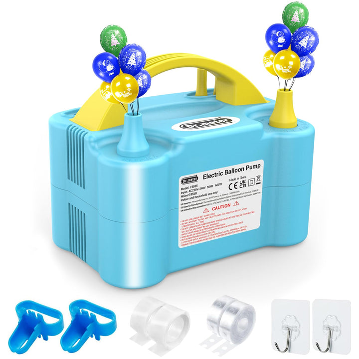 Elektrische Ballonpumpe, Dr.meter 600W Luftballonpumpe Ballonpumpe mit Doppeldüse Inflatorgebläse Tr