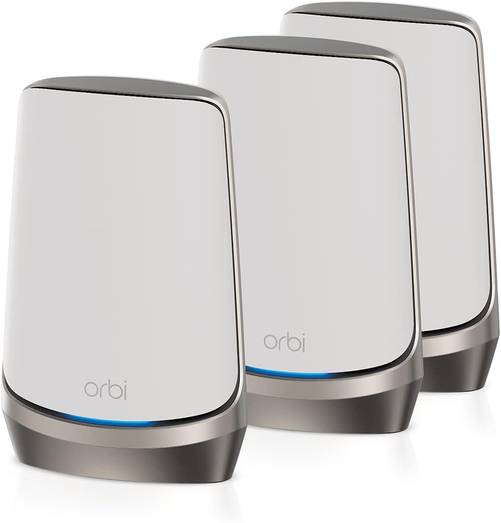 NETGEAR Orbi WiFi 6E Mesh Quad-Band WLAN System (RBKE963) | Router mit 2 Satelliten | Abdeckung bis