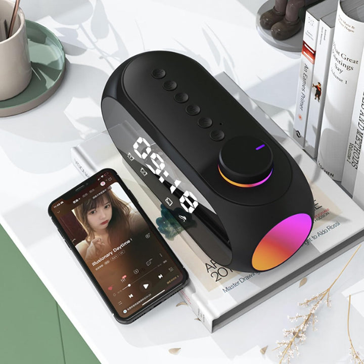 Digitaler Radiowecker für Schlafzimmer, Nachttisch-FM-Uhren mit Kabellosem Bluetooth-Lautsprecher, R