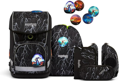 ergobag cubo light Set ergonomischer Schulrucksack, extra leicht, Set 5-teilig, 780 g Super Reflektb