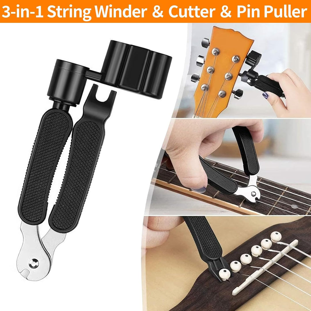 63 Stück Gitarren-Reparatur-Set, Gitarrenpflege-Reinigungs-Werkzeug-Set mit Sattel, Steg, Stimmgerät