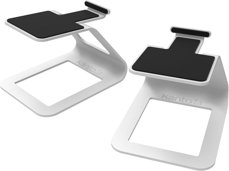 Kanto SE2W Elevated Desktop Speaker Stands for Small Speakers | White | Pair Weiss, Weiss