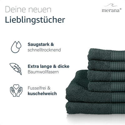 Merana Rome Handtuch Set | saugstark, weich und fusselfrei | Frottier Luxus Qualität | 100% Baumwoll