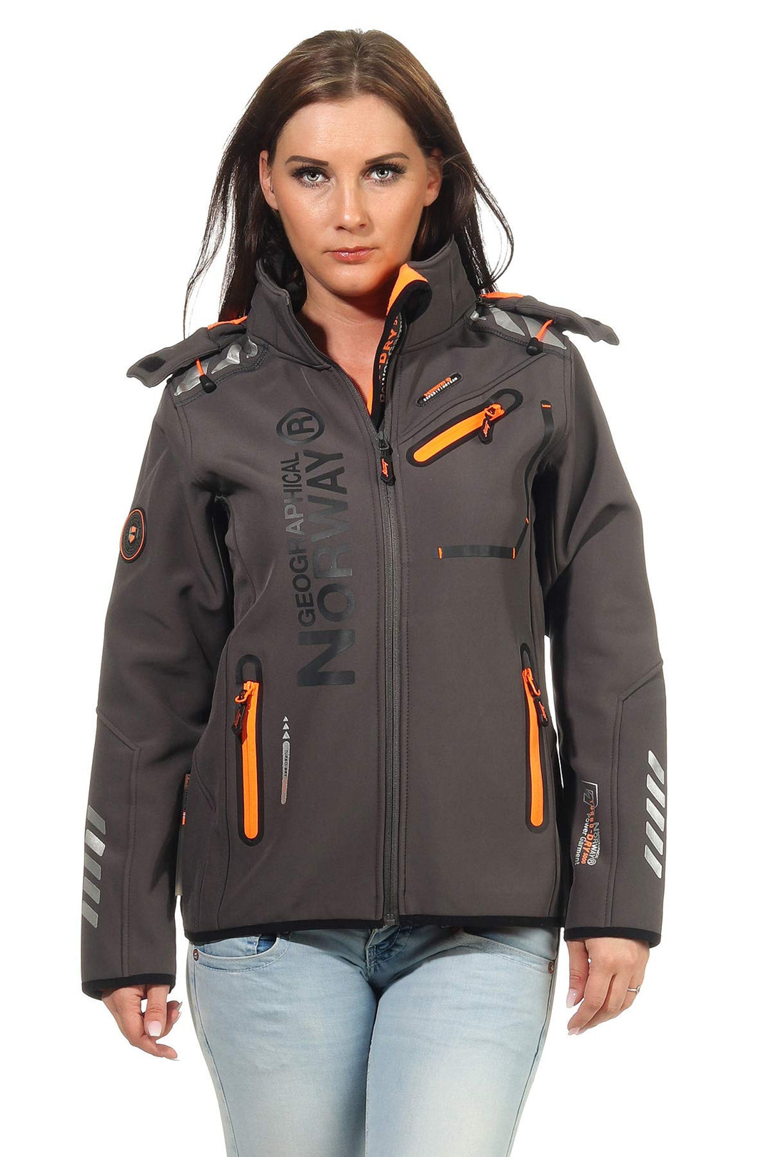 Geographical Norway Damen Jacke Softshell S Grau / Orange, S Grau / Orange