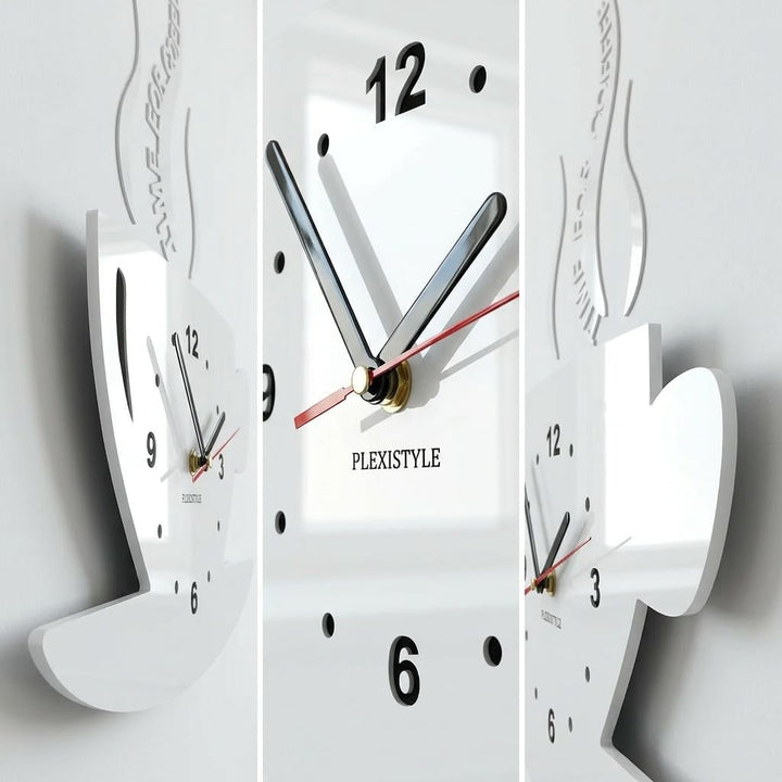TASSE Time for coffee (Zeit für Kaffee) Moderne Küche Wanduhr weiss, 3d römisch, wanduhr deko, Weiss