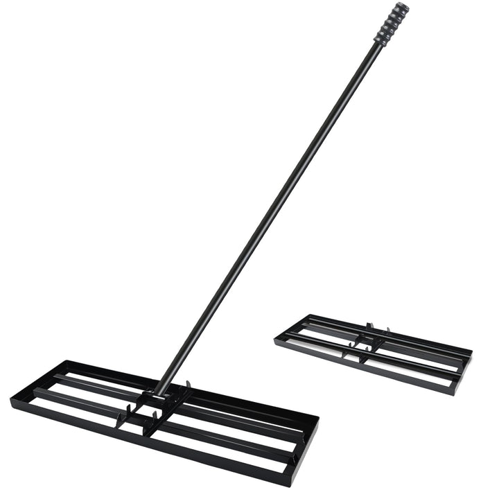 MaxEarn Rasen Nivellierrechen, 75x25 cm Garten Rasenrakel, Metall Rasenrechen mit 180 cm Verlängerte