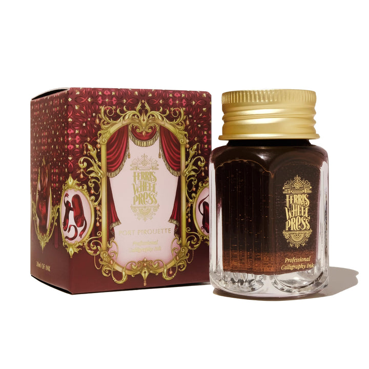 Ferris Wheel Press, Calligraphy Ink, Deep burgundy with gold shimmer, 28ml