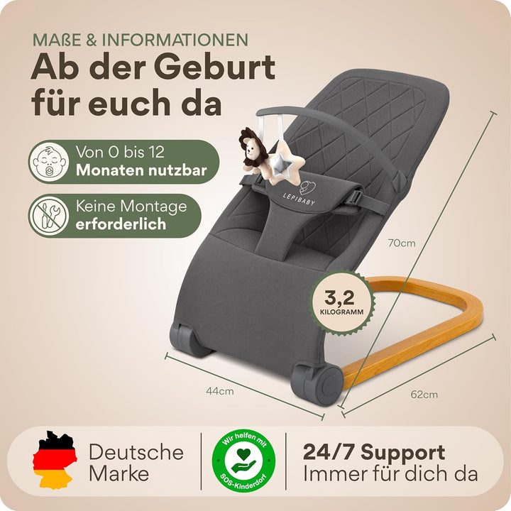 SamiBu Babywippe Faltbar &amp; Verstellbar | Baby Wippe Neugeborenen | Bouncer Newborn mit Spielbogen |