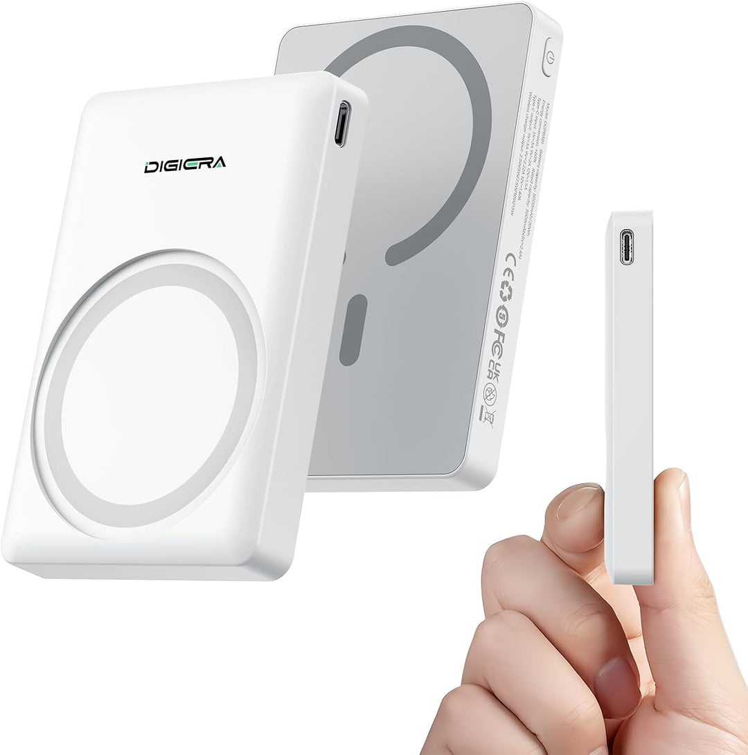 DIGIERA Dual Magnetic Power Bank, 5000 mAh magnetisches tragbares Ladegerät, DGPB301 PD 15 W kabello