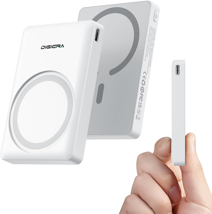 DIGIERA Dual Magnetic Power Bank, 5000 mAh magnetisches tragbares Ladegerät, DGPB301 PD 15 W kabello