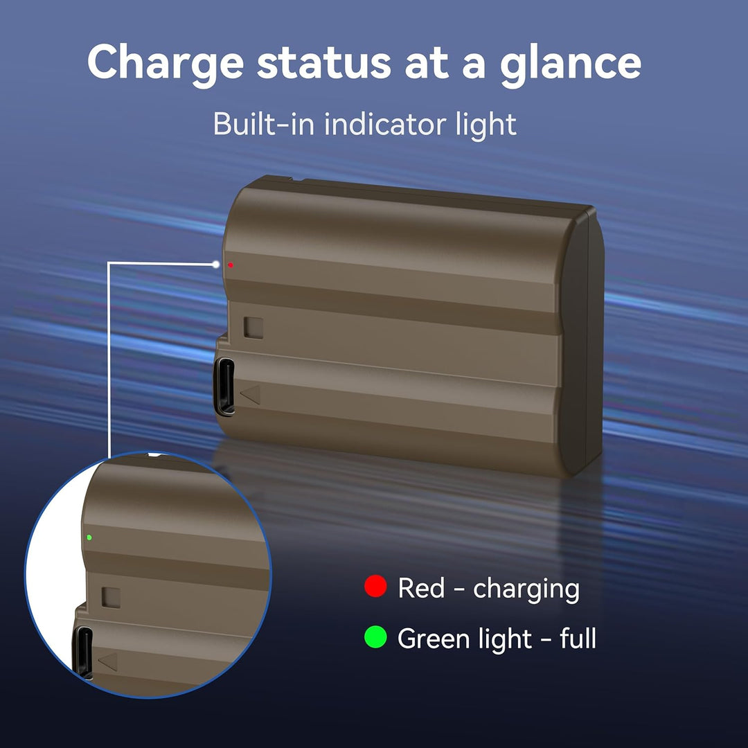 EN-EL15C Akkus 3000mAh (3er-Pack) mit direkter USB-C-Aufladung – Kompatibel mit Nikon EN-EL15/EL15C,