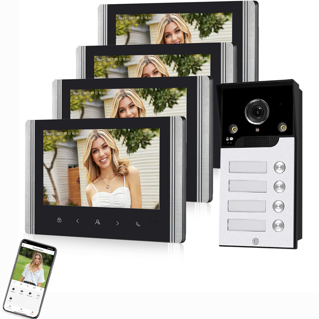 FTes RFKits WLAN Wireless Video Türsprechanlage,1080P Aussenkamera,7 Zoll Touchscreen Wireless Monit