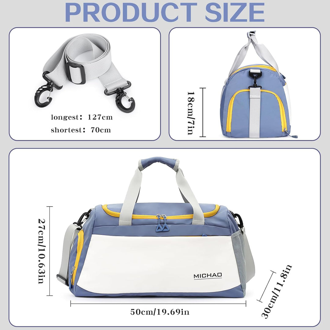 Reisetasche Gross Sporttasche Damen 48x23x27 mit Schuhfach und Nassfach Wasserfest Handtasche, Duffl