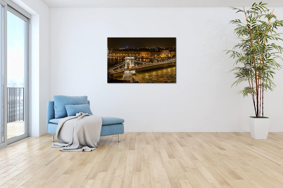 deyoli Kettenbrücke im schönen Budapest im Format: 60x40 als Leinwandbild, Motiv fertig gerahmt auf