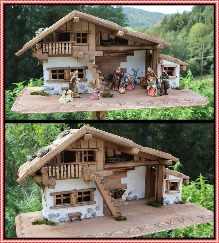 Holzbau Fuchs Weihnachtskrippe- Krippe Krippenstall Weihnachten-Weihnachtskrippe (Krippe W20 ohne, K