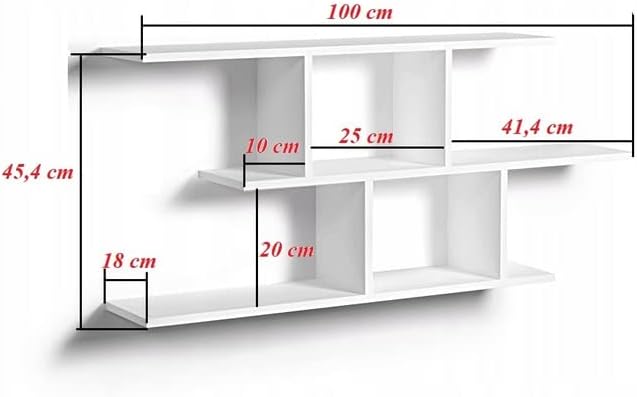 KUBUTKU Dekorativ Wandregal mit 2 Böden 100x45x18 Design Skandinavischer Modern für Wohnzimmer Küche
